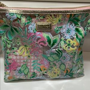 Floral Transparent Bag with Gold Accents